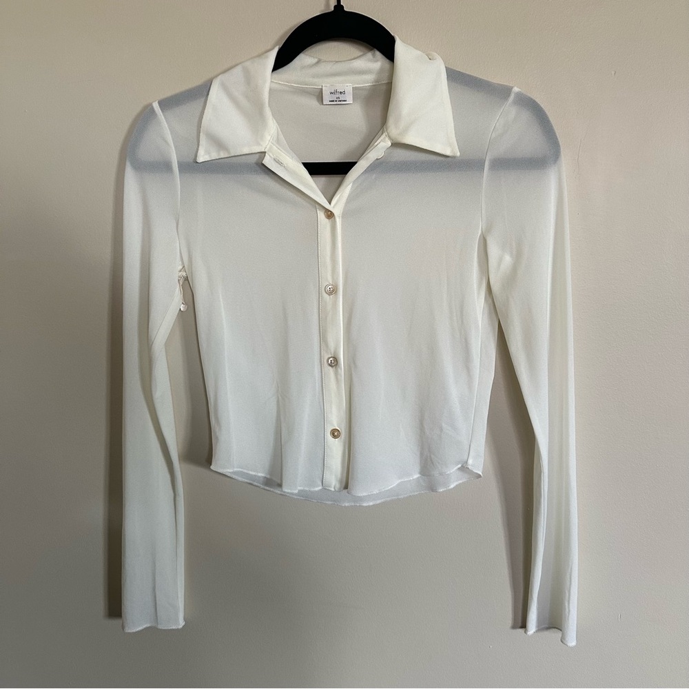 Wilfred Cream Long Sleeve Button-Down Top - Picture 6 of 8